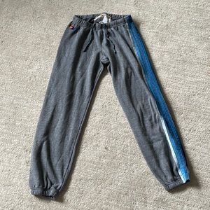 Gray and blue aviator nation sweatpants